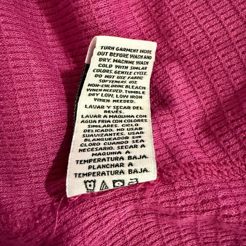 Wildfox Haley Thermal Top Womens Size Small Pink Waffle Knit V-Neck Long Sleeve - Picture 6 of 6